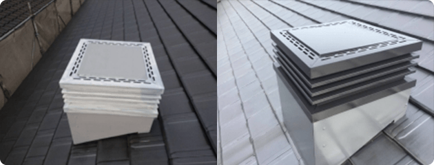 ドーマーや煙突付近も点検・塗装する