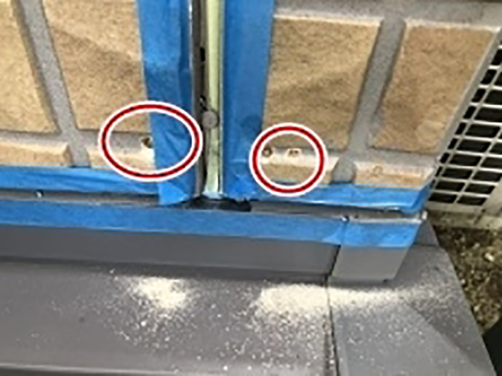 外壁をビス押さえしました。